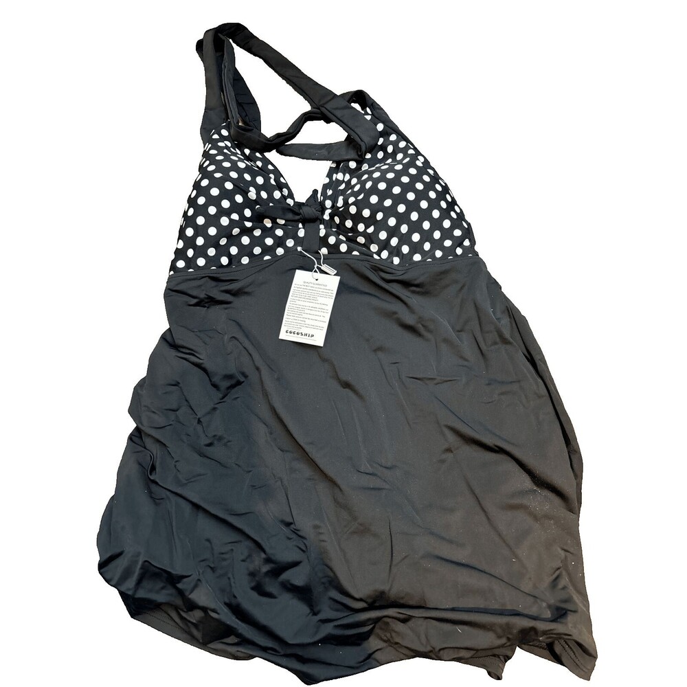 Cocoship Black White Swimsuit Polka Dots Sailor Pin Up One Piece 5XL 20 NEW